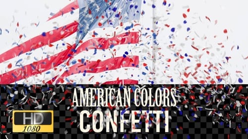 Red White Blue Confetti Falling Celebratory Overlay