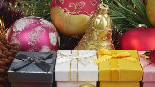 Christmas Ornament and Gift Box Arrangement