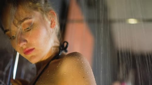 Woman Showering in Serene Close Up