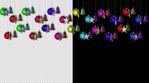 Festive Christmas Ornaments Bells Stars Hanging Animation