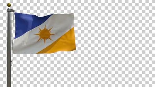 Waving Flag on Pole with Alpha Channel Background