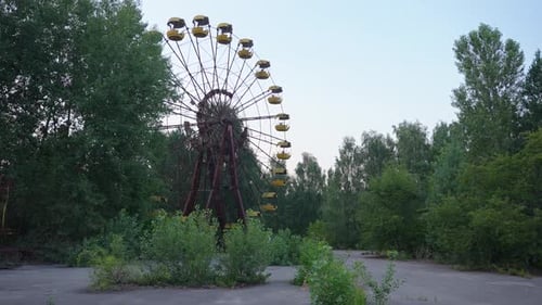 Derelict Ferris Wheel in Overgrown Abandoned Park