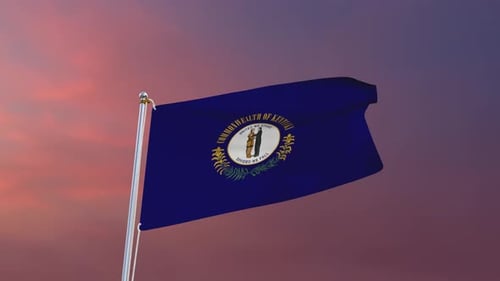 Waving Kentucky State Flag Animation on Pole