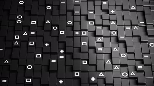 Dynamic Digital Cubes with Flickering Geometric Symbols Background Loop