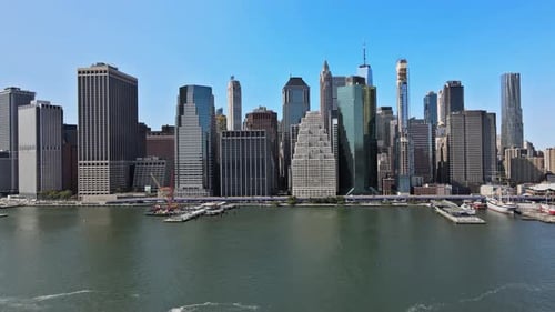 Aerial View of New York City Panorama with Manhattan Skyline Office Buildings