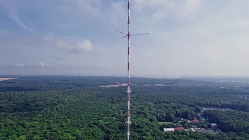 Aerial View of the Tallest TV Tower in the Cityscape