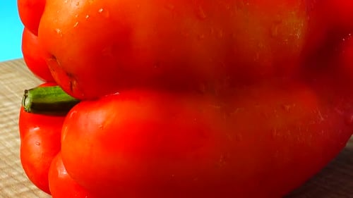 Shiny Red Bell Pepper Close Up
