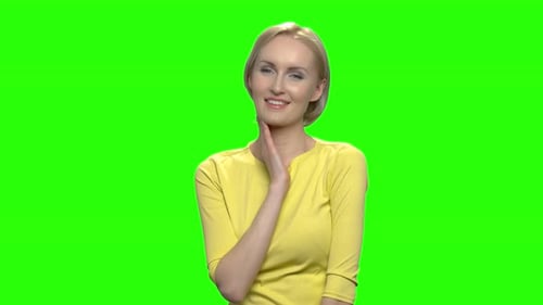 Blonde Woman Posing on Green Screen