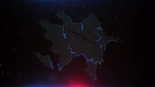 Azerbaijan Map Digital Reveal with Glowing Neon Lines