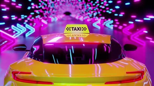 Trajets en taxi sur la route de nuit. Animation en boucle infinie.