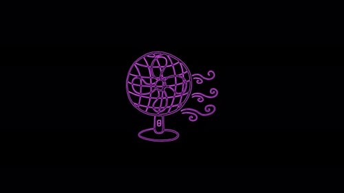 Electric fan icon isolated on black background. 4K Video motion graphic animation