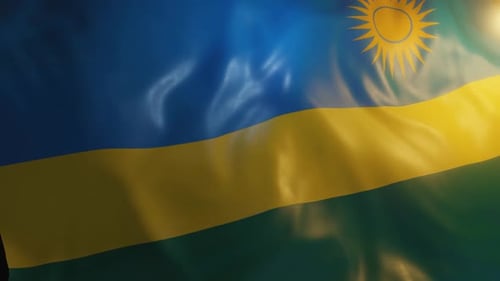 Waving Rwanda Flag National Symbol Loop Animation
