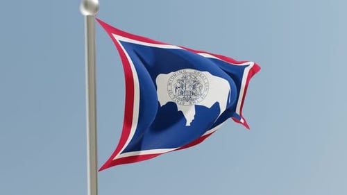 Wyoming State Flag Waving in Realistic 3D Animation