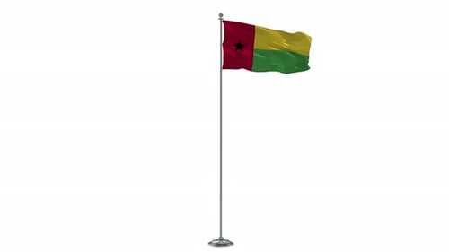 Guinea-Bissau National Flag Waving Animation on Pole