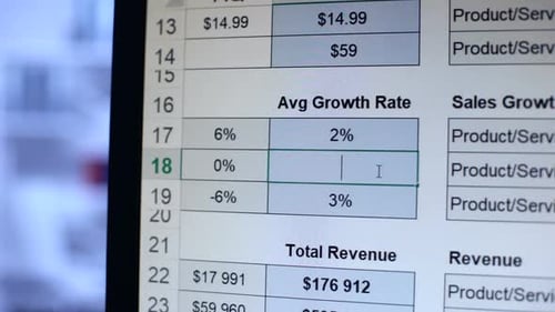 Data Entry on Digital Spreadsheet in Office