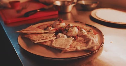 Cheese and Pita Bread Appetizer in Restaurant