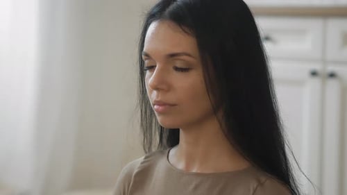 Close Up of a Woman with Long Dark Hair
