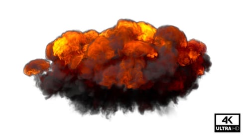 Massive Fire Explosion with Realistic Smoke Transition Effect