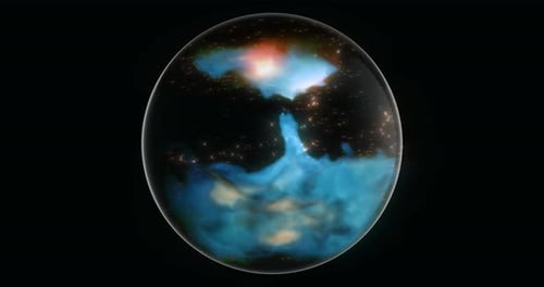 Animated Fluid Space Nebula in a Transparent Sphere