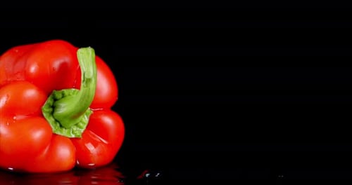 Close-Up Red Bell Pepper with Water Droplets