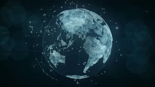 Futuristic Digital Globe Network with Data Connections