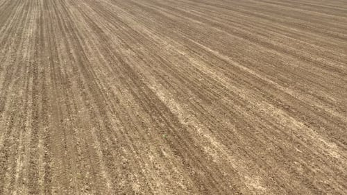 Aerial View of Plowed Agricultural Field