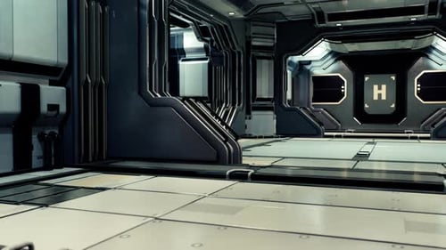 Animated Futuristic Sci-Fi Spaceship Corridor Background