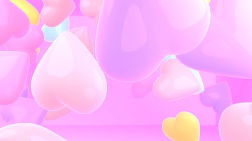 Glossy Pastel Hearts Shape Reveal Transition