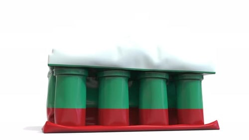 Deflating Inflatable Bank Building with Flag of Bulgaria