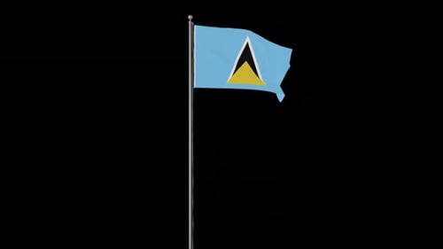 Realistic 3D Animated Flag of Saint Lucia Waving
