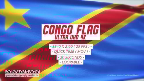 Waving Flag of Democratic Republic of Congo