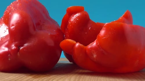 Macro Footage of a Red Bell Pepper