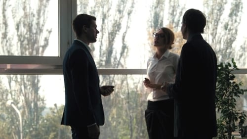 Business People Discussing in Modern Office Setting