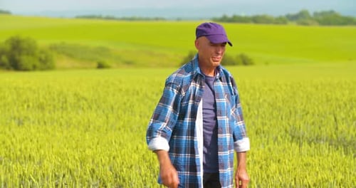 Agriculture Farmer Examining Field Modern Farming