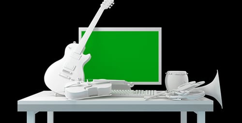 Computer With a Green Screen 1