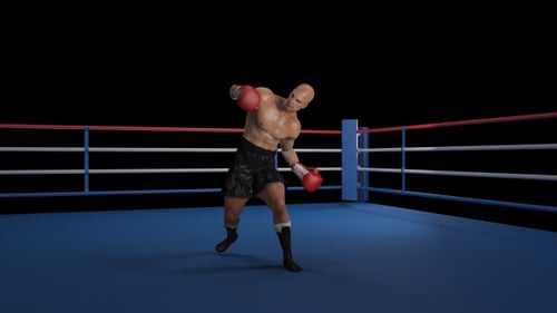 Animated 3D Boxer Punching and Skipping Green Screen