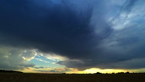Sunset Sky Over a Wheat Field
