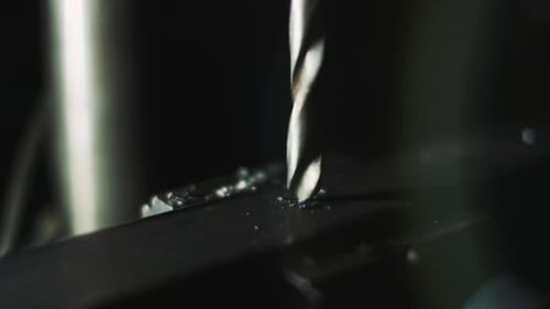 Drilling A Hole With A Drill Machine. Close-up.
