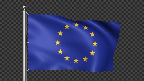 European Union Flag Waving Animation with Alpha Channel