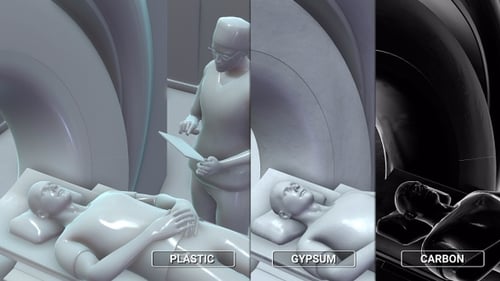 Animated 3D Medical Scene with Doctor, Patient, and MRI Scanner