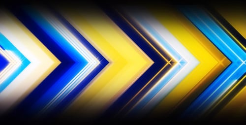 Gleaming Futuristic Blue Yellow Chevron Motion Background Loop