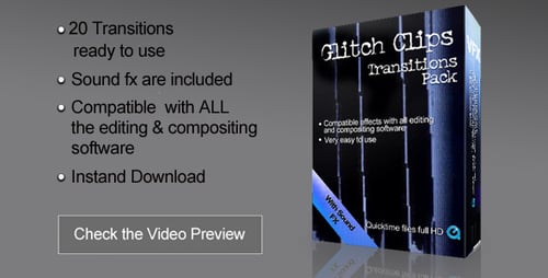 Dynamic Glitch and Static Video Transitions Pack