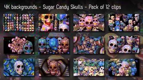 Vibrant Sugar Skull Animated Backgrounds and Transitions Pack