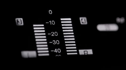 Indicadores de sonido en la videograbadora profesional