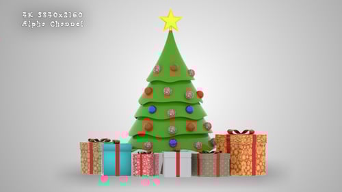 Animated 3D Christmas Tree Growing with Gifts Reveal