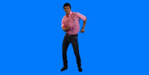 Young Adult Male Dancing on a Blue Screen