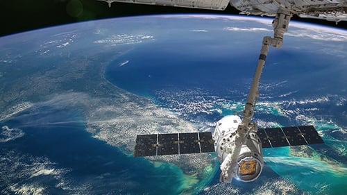 Internationale Raumstation über dem Planeten Erde
