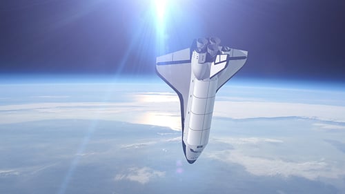 Space Shuttle Orbiting Earth in Cinematic Animation