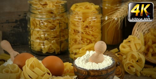 Pasta and Ingredients Still Life Close Up