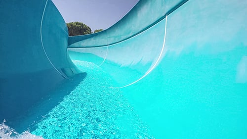 Descent From The Waterslide On Holiday
